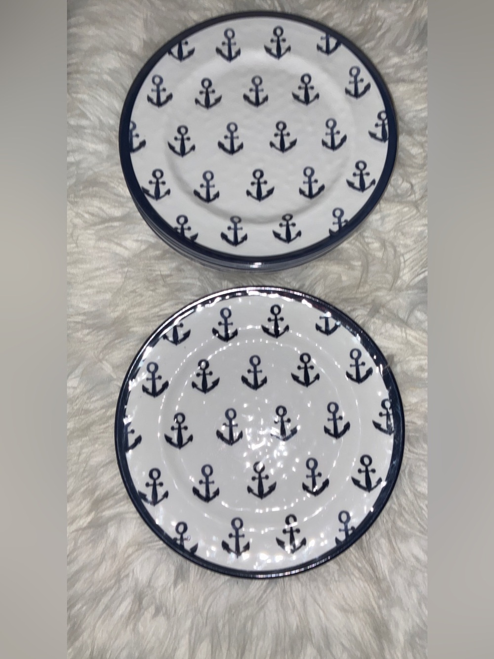 Nautica Set of 8 Melamine Anchor Salad/ Luncheon/Appetizer Plates 8" - Picture 10 of 10